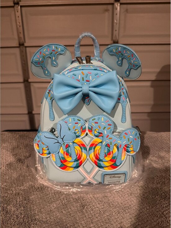 Loungefly Handbags - Loungefly Disney Minnie Mouse Lollipop Blue Sprinkle Mini Backpack NWT